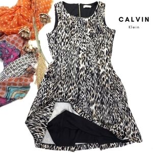 Calvin Klein Black White Cream Dress Sz 12